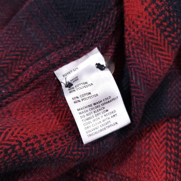 Royal Robbins Button Shirt Mens Small Long Sleeve Flannel Plaid Red Black Warm - Picture 11 of 13